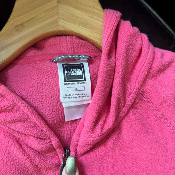 The North Face W’s Pink Large Ruched Pocket Fleece Hoodie Winter Ski Layer - Picture 6 of 8